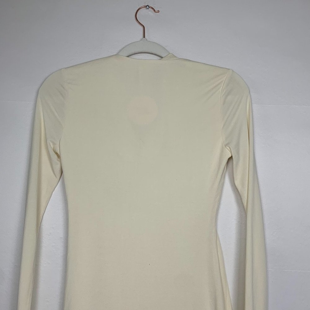 NWT Camila Coelho Ceilo Mini Long Sleeve Bodycon Dress Creme Ivory White XS - Picture 8 of 11